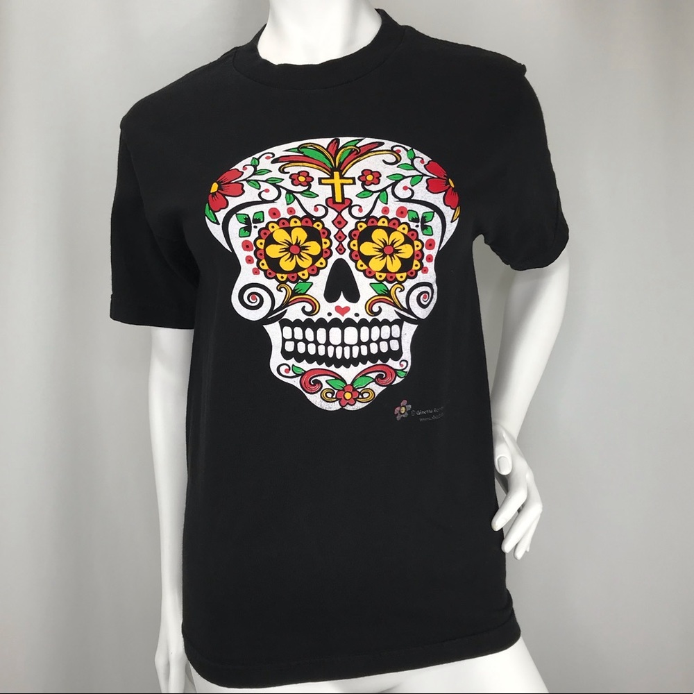 Calavera Sugar Skull Short Sleeve Crew Neck Tshirt